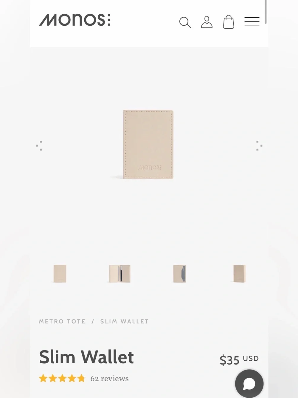 Monos Slim Wallet Pro in Ivory